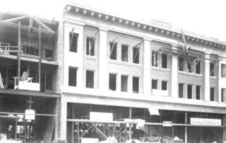 Construction of the Crowley Block on the right and the Warr-Lane building on the left. Photo credit: Lewistown Public Library