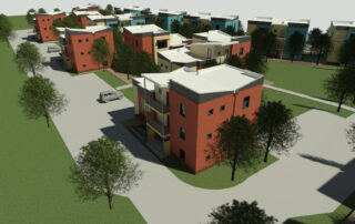 Aerial architectural rendering of LB Lofts